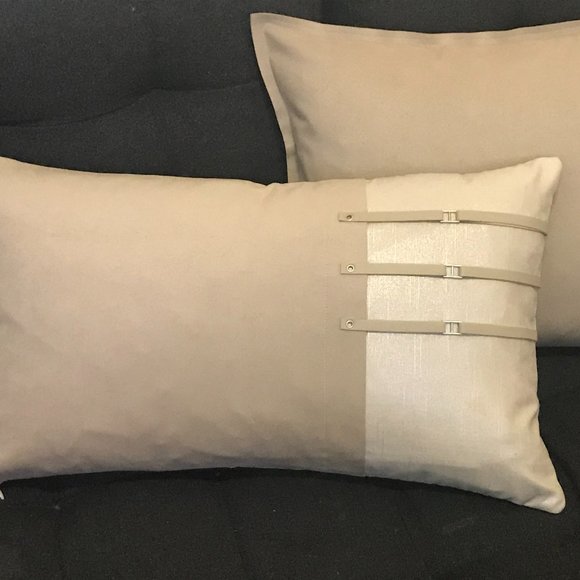 Leather/Luxe Suede & Metallic, pillow cover 14" x 24" - Picture 1 of 2